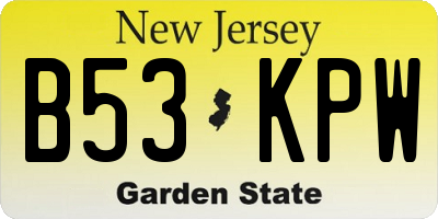 NJ license plate B53KPW
