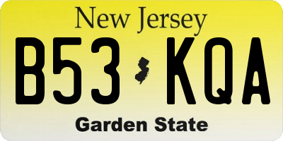 NJ license plate B53KQA