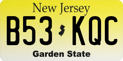 NJ license plate B53KQC