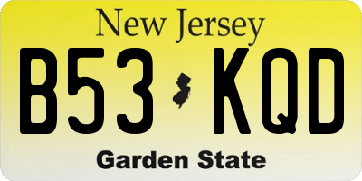 NJ license plate B53KQD