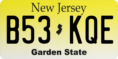 NJ license plate B53KQE