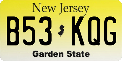 NJ license plate B53KQG