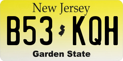NJ license plate B53KQH