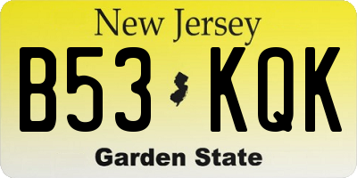 NJ license plate B53KQK
