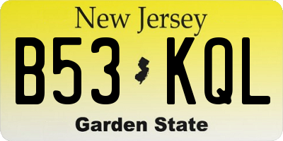 NJ license plate B53KQL