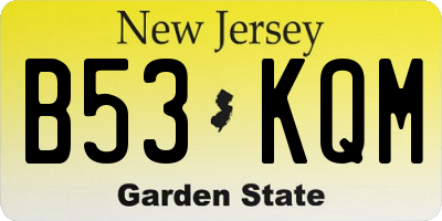 NJ license plate B53KQM