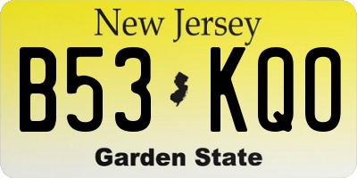 NJ license plate B53KQO