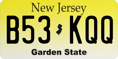 NJ license plate B53KQQ