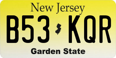 NJ license plate B53KQR