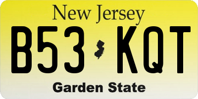 NJ license plate B53KQT