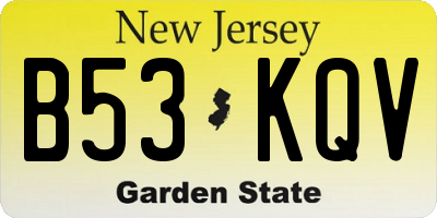 NJ license plate B53KQV