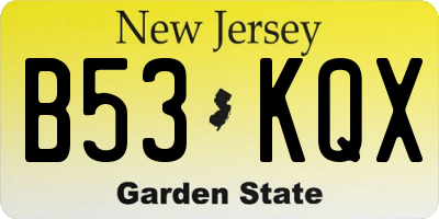NJ license plate B53KQX