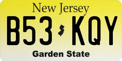NJ license plate B53KQY