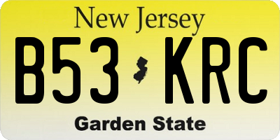 NJ license plate B53KRC