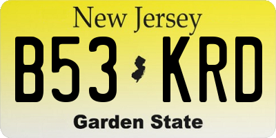 NJ license plate B53KRD