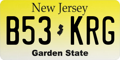 NJ license plate B53KRG
