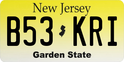 NJ license plate B53KRI