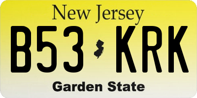 NJ license plate B53KRK