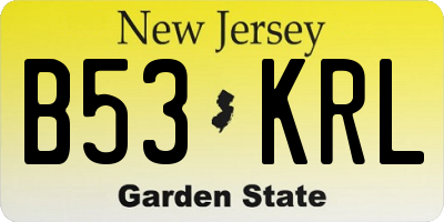 NJ license plate B53KRL