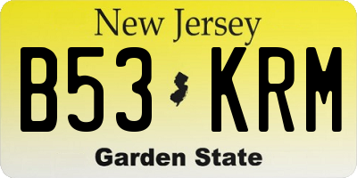 NJ license plate B53KRM