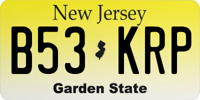 NJ license plate B53KRP