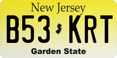 NJ license plate B53KRT