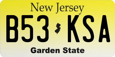 NJ license plate B53KSA