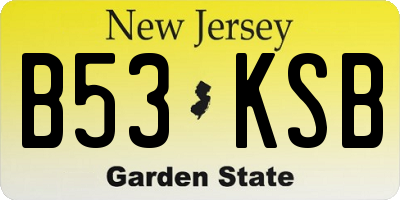 NJ license plate B53KSB