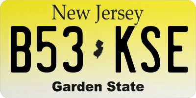 NJ license plate B53KSE