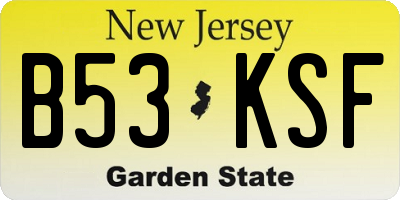 NJ license plate B53KSF