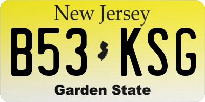 NJ license plate B53KSG