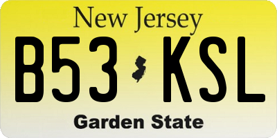NJ license plate B53KSL