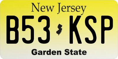 NJ license plate B53KSP