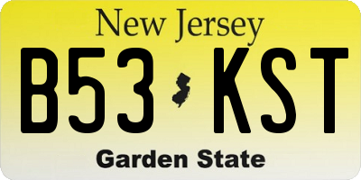 NJ license plate B53KST
