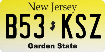 NJ license plate B53KSZ