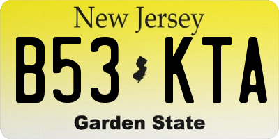 NJ license plate B53KTA