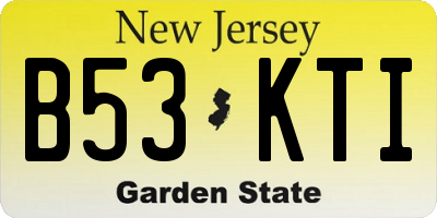 NJ license plate B53KTI
