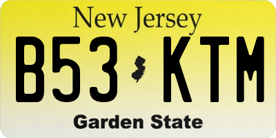 NJ license plate B53KTM
