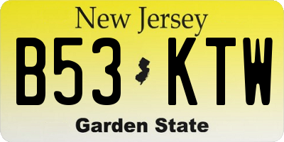 NJ license plate B53KTW