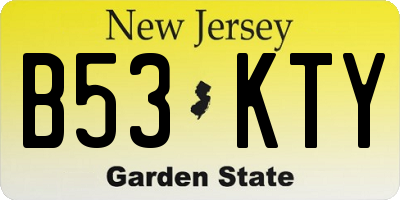 NJ license plate B53KTY