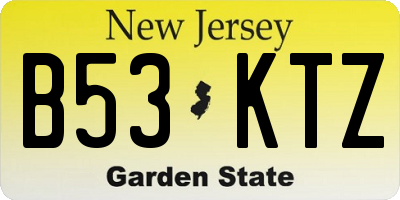 NJ license plate B53KTZ