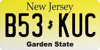 NJ license plate B53KUC