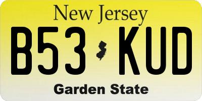 NJ license plate B53KUD