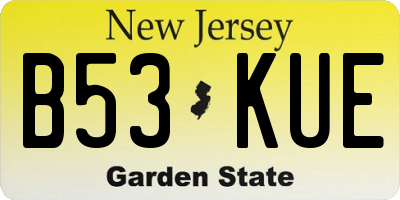 NJ license plate B53KUE