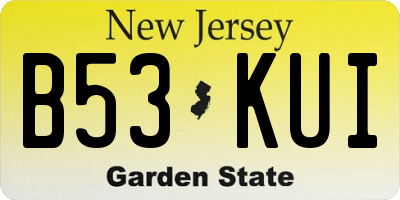 NJ license plate B53KUI