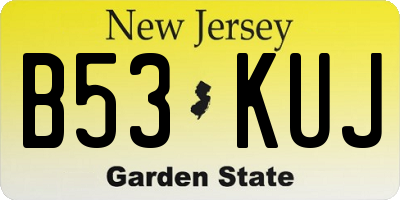 NJ license plate B53KUJ