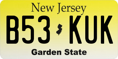 NJ license plate B53KUK