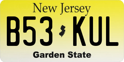 NJ license plate B53KUL