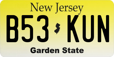 NJ license plate B53KUN