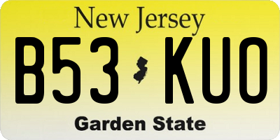 NJ license plate B53KUO